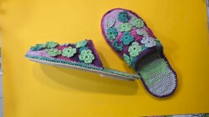 Вязание  Верха тапочек  крючком . Подробно .