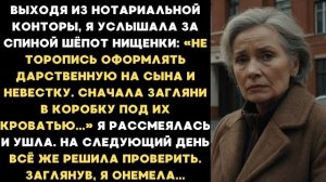 Выходя от нотариуса, я услышала за спиной шёпот нищенки: Не оформляй дарственную на сына...