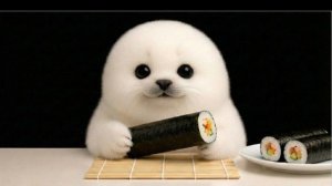 Тюлень готовит и съедает счастливый ролл с суши 🦭👹