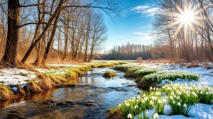 Ручей в лесу. Начало весны! Расслабляющая музыка воды, для сна, отдыха и релаксации.