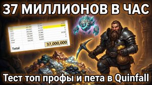 37 МИЛЛИОНОВ В ЧАС! Тест топ профы 100 уровня с топ петом в Quinfall — цифры, расчёты, выводы.