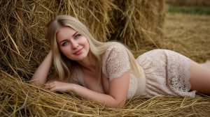 Зрелая одинокая на сене в 35лет