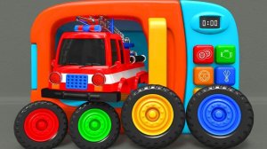 Красная пожарная машина – Собираем игрушечную машинку – Яйца-сюрпризы с помощью микроволновой печи