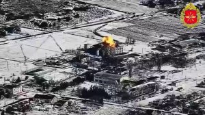 Поражение склада БПЛА ВСУ «Геранью» в районе Правдино в Херсонской области