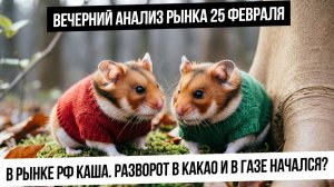 Вечерний анализ рынка 25 февраля. Рынок РФ без движения. Нефть упадет? Газ и какао развернулись?