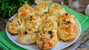 СЛОЁНЫЕ РУЛЕТИКИ-УЛИТКИ С ЯЙЦОМ, СЫРОМ