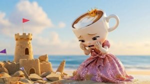 Злодеи разрушают замок из песка, но Балерина Капучино восстанавливает его.