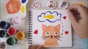 Рисуем котика пошагово. Легкий мастер-класс для детей по рисованию.