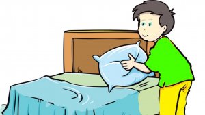 Учу менять  постель.