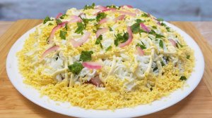 САМА НЕЖНОСТЬ! Быстрый Праздничный за Пару МИНУТ Салат "СНЕЖАНА" !!