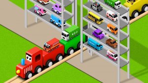 Изучаем цвета с помощью игрушечного поезда и многоуровневой парковки для детей Игрушки для развития