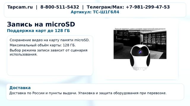 Поворотная IP камера для дома с доступом через телефон и компьютер