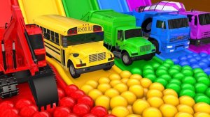 Учим цвета с помощью волшебной водной горки Транспорт против Пакмана игра в цвета и формы для детей
