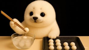🍿 Тюлень наслаждается цукими данго 🌕🦭✨ Домашнее данго 🍡