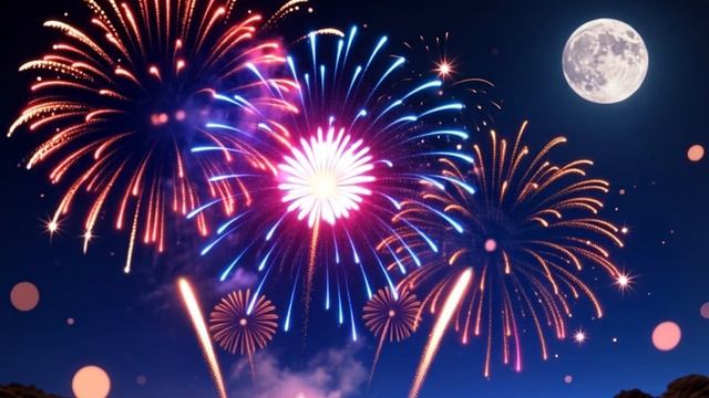✨ Лунный свет и фейерверки — ночь, полная волшебства! 🌙🎆