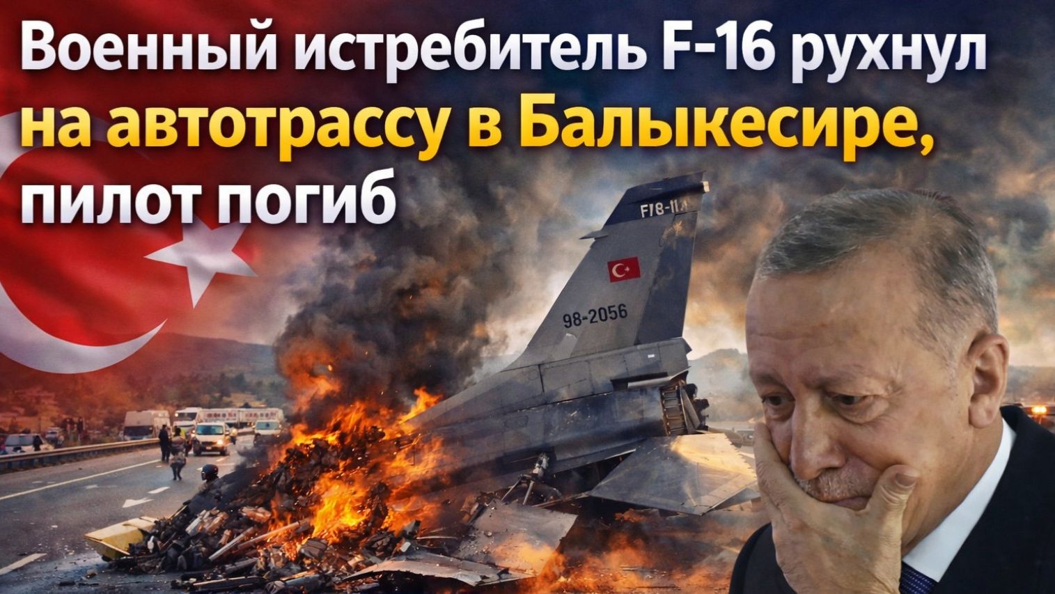 ⚡️Военный истребитель F-16 рухнул на автотрассу в Балыкесире в смотреть онлайн