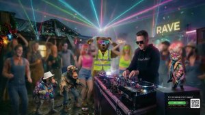 Рейв в деревне 24/7. Звёзды над головой, бас в груди. Кошачий продюсер и команда "рвут танцпол"