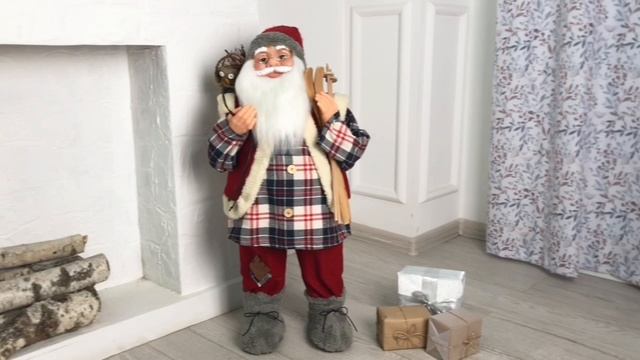 САНТА в клетчатой рубахе и безрукавке, 78 см, GF-80620