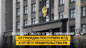 Володин: около 12 тыс. обращений от граждан поступило в ГД к отчёту Правительства РФ