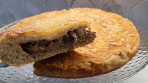 Пирог - фарш куриный, грибы, сыр.🤗🍅🥙🧄