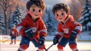 Мультик дети играют в хоккей, песенка для малышей и развивающий мультик для детей.