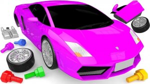 Игрушечная машинка Lamborghini - разбивание кубиков и раскрашивание, изучение цветов для детей