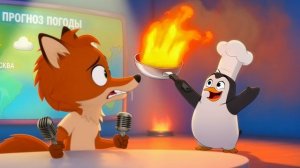 🦊🐧🔥 Лиса и пингвин-повар: горячий эфир 😂