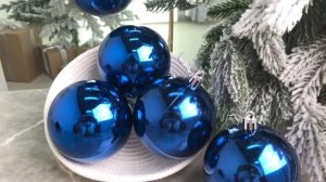 Набор однотонных пластиковых шаров, глянцевые, синие, 80 мм, упаковка 6 шт., 1000079