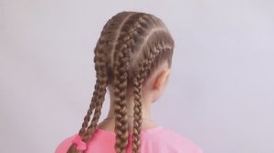 Плетение французских косичек_ 4 косы для девочки