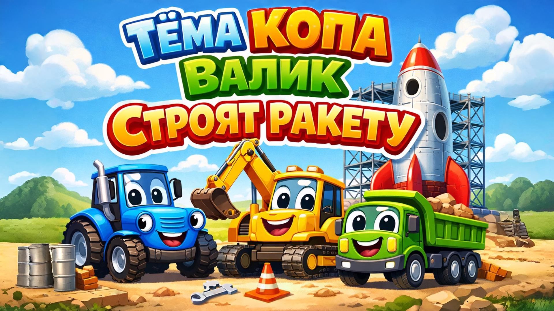 ДЕТСКАЯ ПЕСЕНКА ПРО ТРАКТОРА И ТЕХНИКУ. Тёма Копа Валик 4 песня. Ракета для Луны