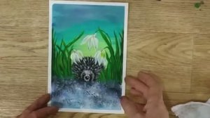 Как нарисовать ёжика в подснежниках_рисование красками для детей