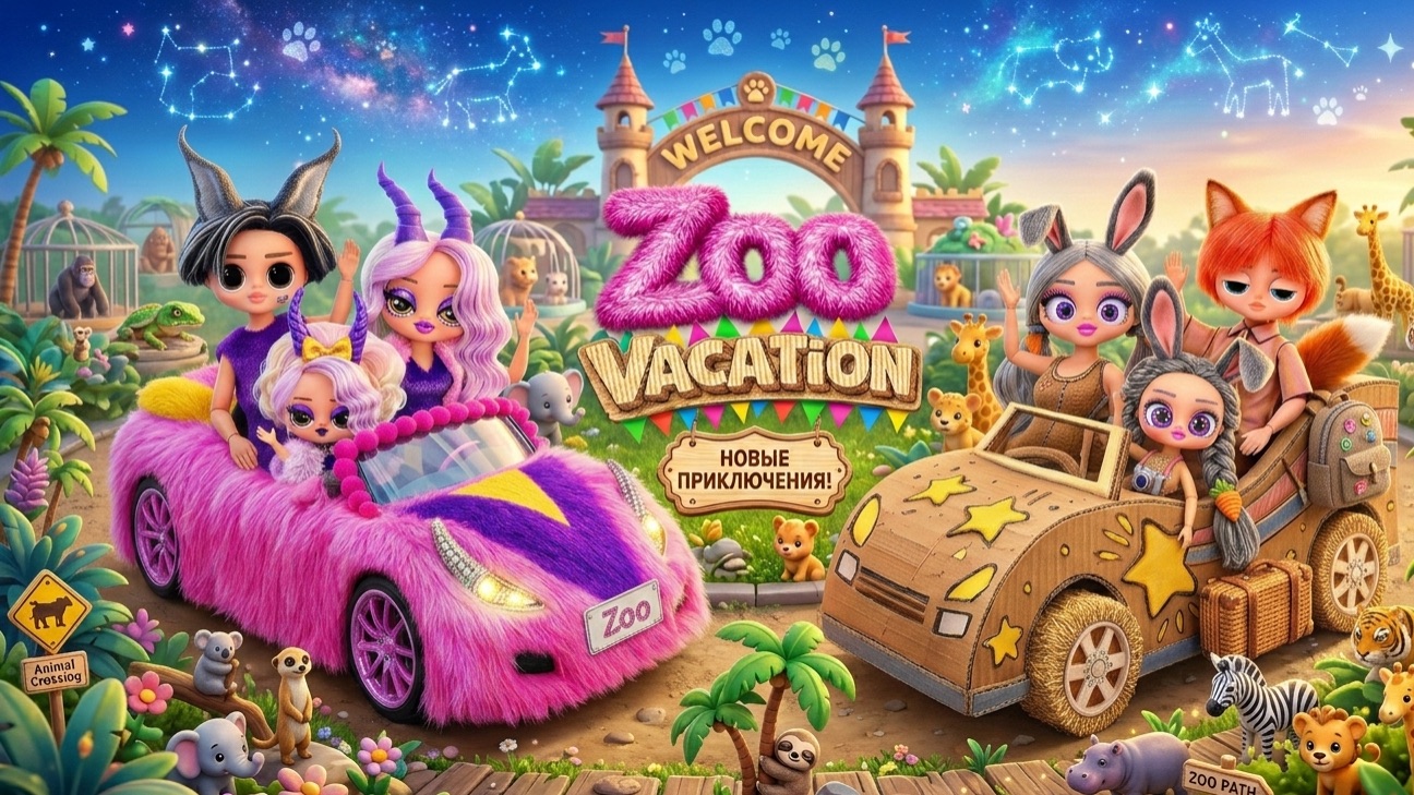 Зверополис 2 Семья в Отпуске! Картонные и Пушистые Поделки для кукол ЛОЛ ОМГ! смотреть онлайн