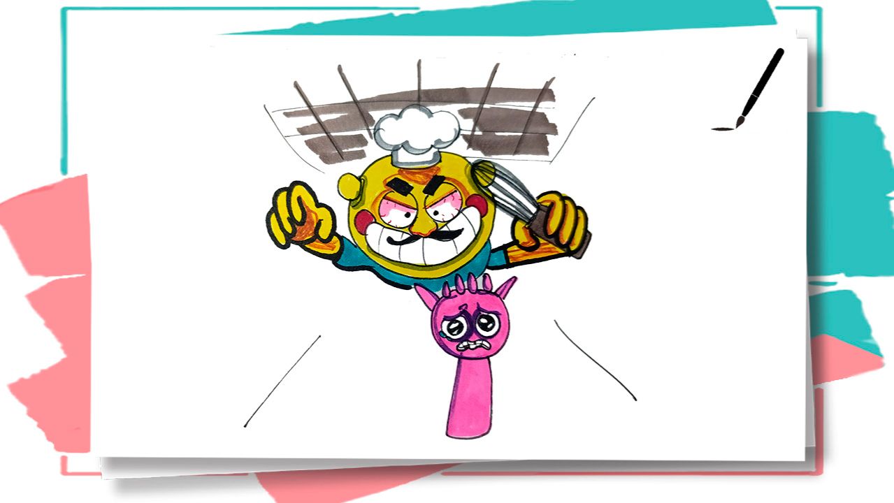 Как нарисовать повара Мистер Микс догоняет Спрунки Роблокс
