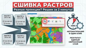 Сшивка и обрезка растров в QGIS