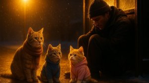 Сердечная история о бездомном мужчине и кошке-маме с двумя котятами