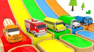 Изучаем цвета с помощью уличных машинок и водной горки для детей - Цвета для изучения детьми