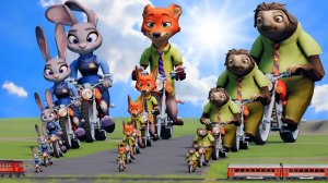 Зверополис: Джуди Хоппс против Ника Уайлда против Флэша на мотоцикле против поездов