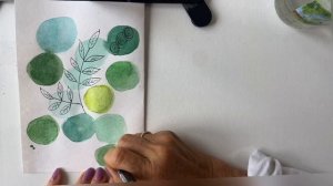 Акварельная разминка открытка с растительным принтом. Больше уроков рисования по ссылкам в описании.