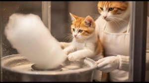 Мама-кошка готовит домашнюю сахарную вату для своего котенка🍬|Трогательная история из жизни котов🐾