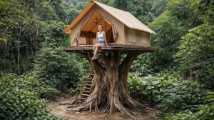 Построила убежище в лесу. Бушкрафт