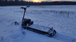 Мотоцикл и снегокат по глубокому снегу вдоль ЛЭПки - возвращение