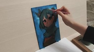Аниме портрет девушки Акриловая живопись