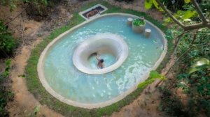 Строим удивительный бассейн с парком развлечений. Примитивными методами в джунглях.