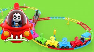 Изучаем цифры с помощью игрушечного поезда для дошкольников - Пинки и Панда для детей