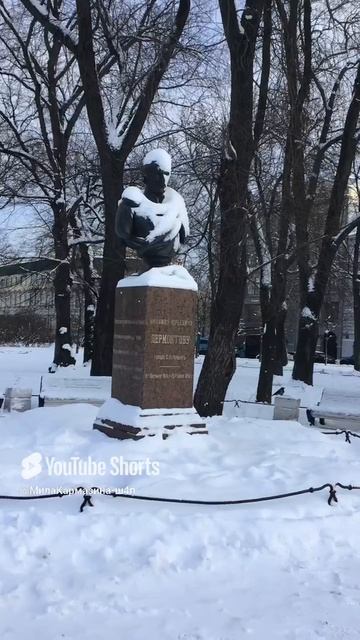 Санкт-Петербург. 19.12.2024. Памятник М.Ю.Лермонтову у фонтана в Адмиралтейском саду