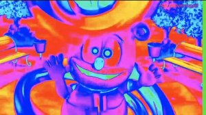 gummy bear voice robots and effect  a very bright rainbow.