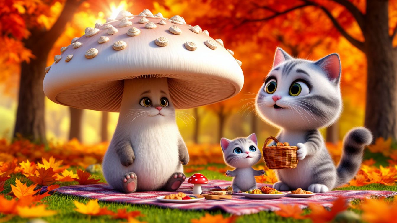 🌳😻 Пушистики на природе: исследуем лес и собираем грибы смотреть онлайн