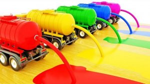 Изучаем цвета и формы - Транспортные средства с цистернами для воды - Цвета для детей