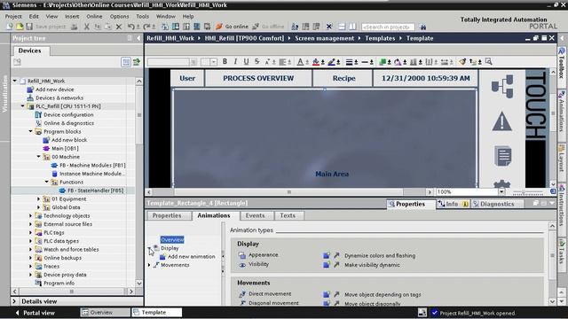 9. Шаблон экрана для визуализации состояний машины