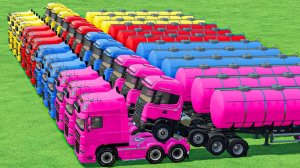 МАШИНКИ ДЛЯ ДЕТЕЙ СУПЕР БОЛЬШОЙ РЕЗЕРВУАР ВОДЫ ДВА ГРУЗОВИКА НА РАБОТЕ СИНИЙ ТРАКТОР